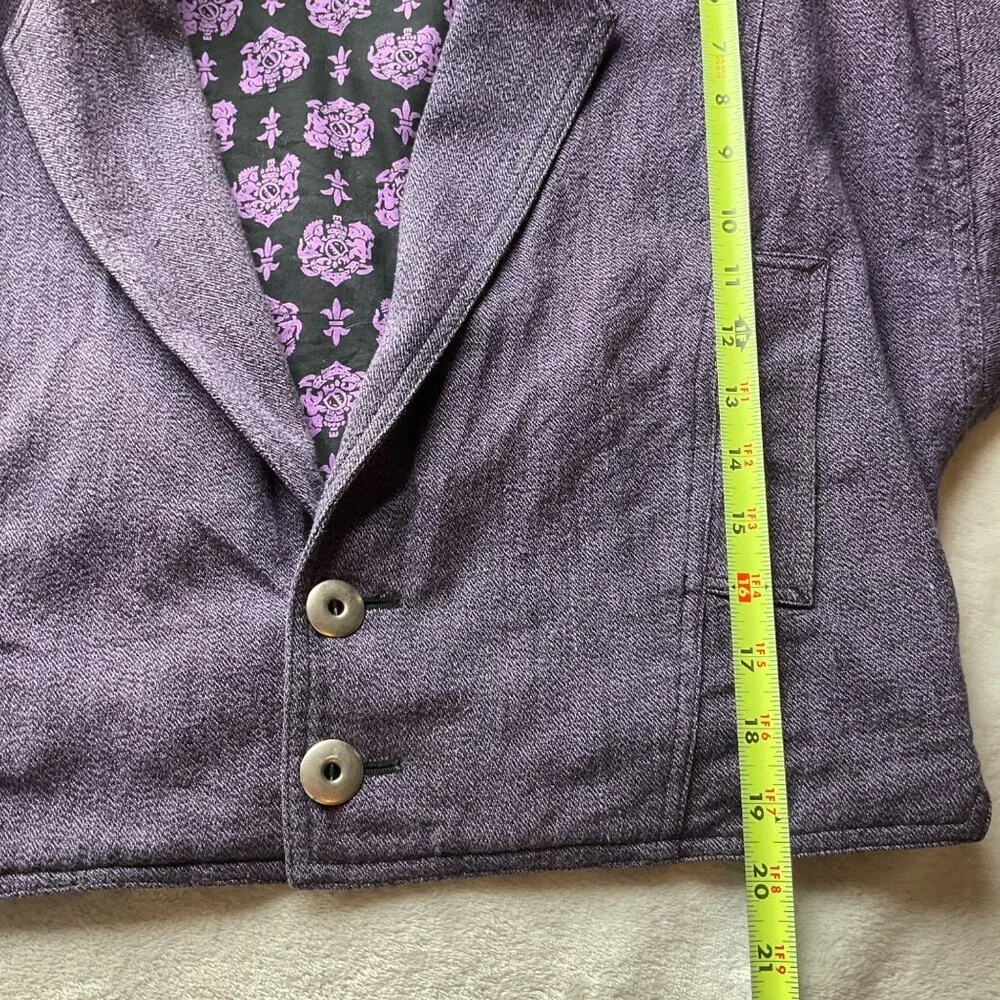 Vintage Liz Wear Women's Sz.Med-Large Cropped 90's Cotton Jacket purple Herringb - Picture 6 of 11